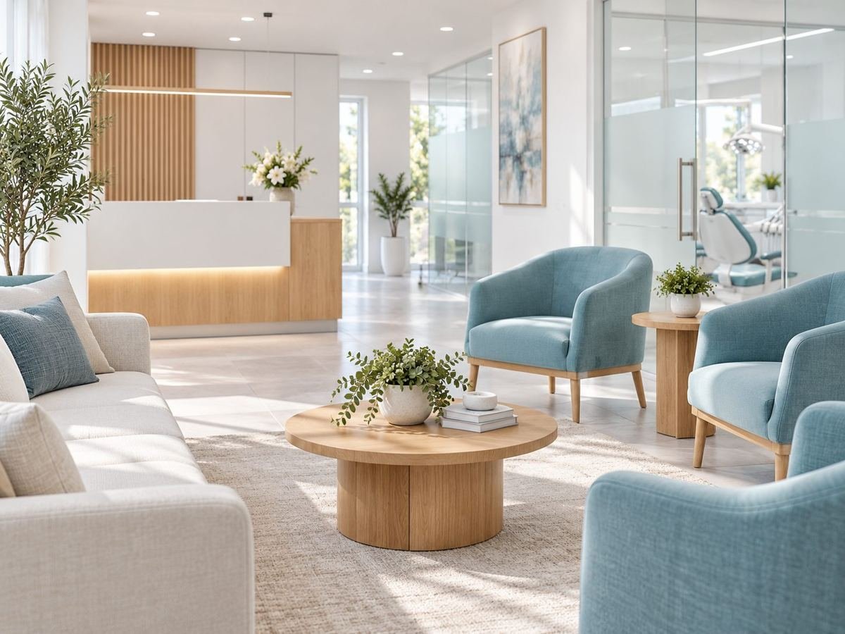 Conforto antes da consulta, sala de espera da Aura Odontologia Integrada
